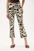 Pantalón acampanado sin cierres con estampado tropical beige negro 262133