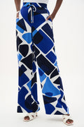 Pantalón sin cierres de pierna ancha con estampado geométrico en tejido reciclado azul 262155