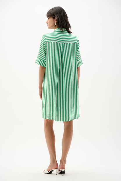 Vestido corte trapecio con estampado de rayas verde 262175