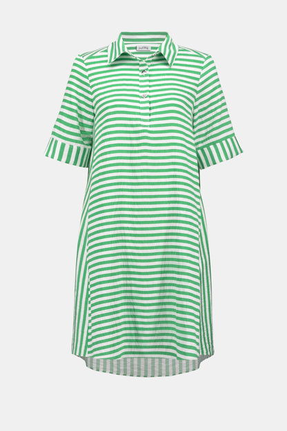 Vestido corte trapecio con estampado de rayas verde 262175