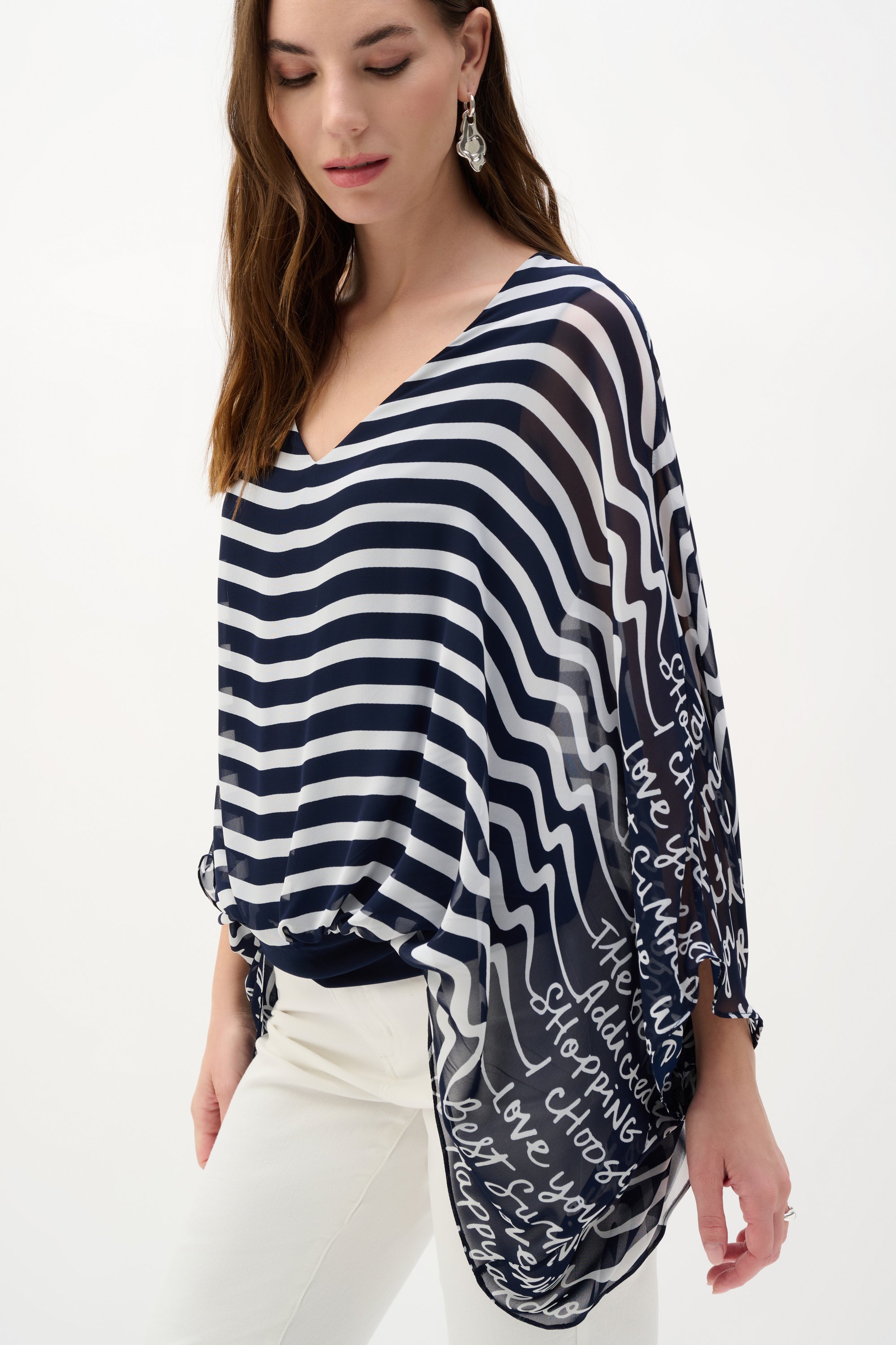 Top con estampado de rayas azul marino 262188