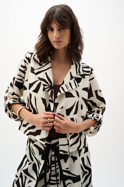 Blazer boxy con estampado tropical beige 262193
