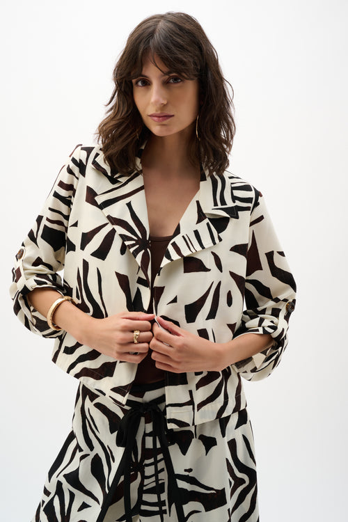 Blazer boxy con estampado tropical beige 262193