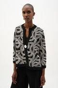 Chaqueta estampado abstracto y malla negro y vainilla 262207