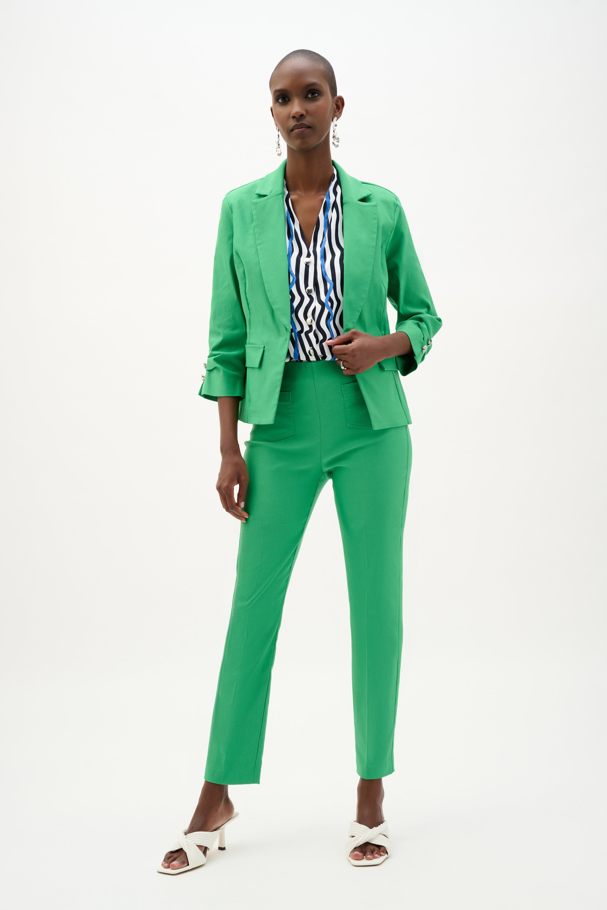 Blazer ajustado con botón metálico verde esmeralda 262235