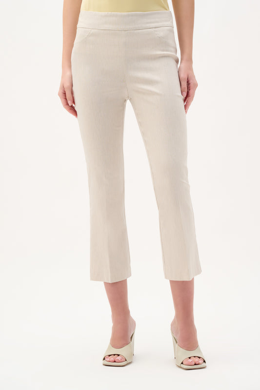 Pantalón acampanado corto beige natural 262242