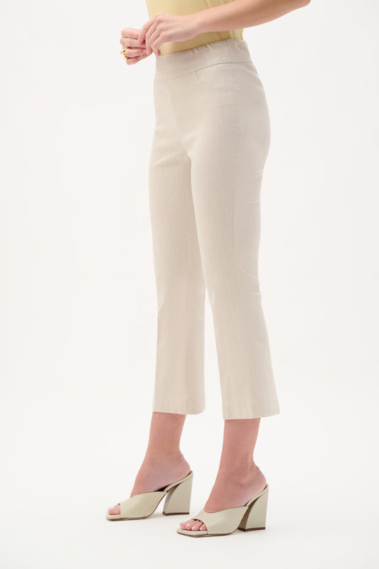 Pantalón acampanado corto beige natural 262242