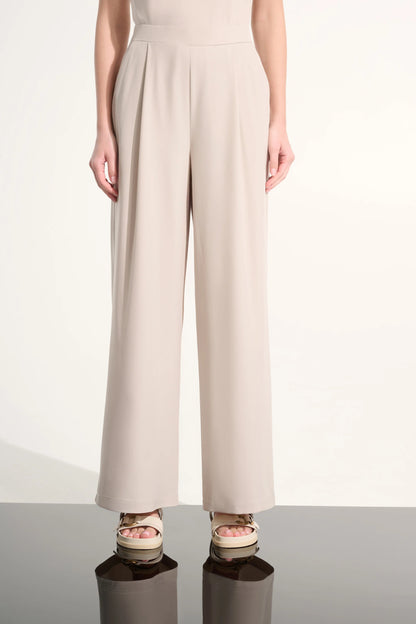 Pantalón ancho de tejido elástico beige 262622