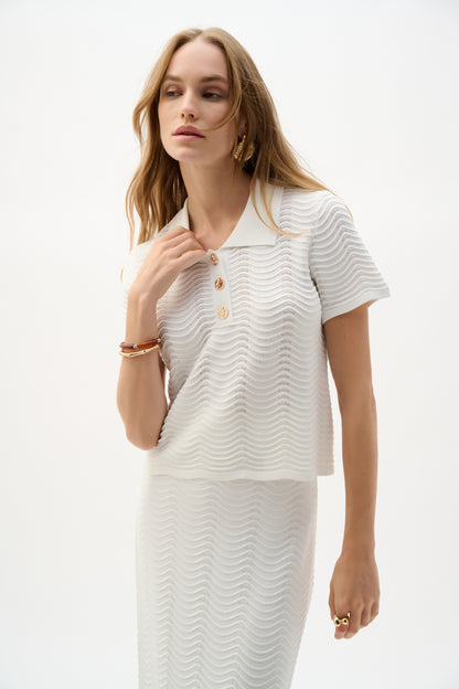 Blusa de manga corta de punto texturizada Vainilla 262926