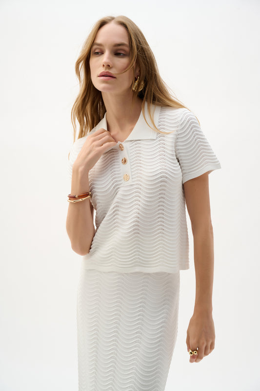 Blusa de manga corta de punto texturizada Vainilla 262926