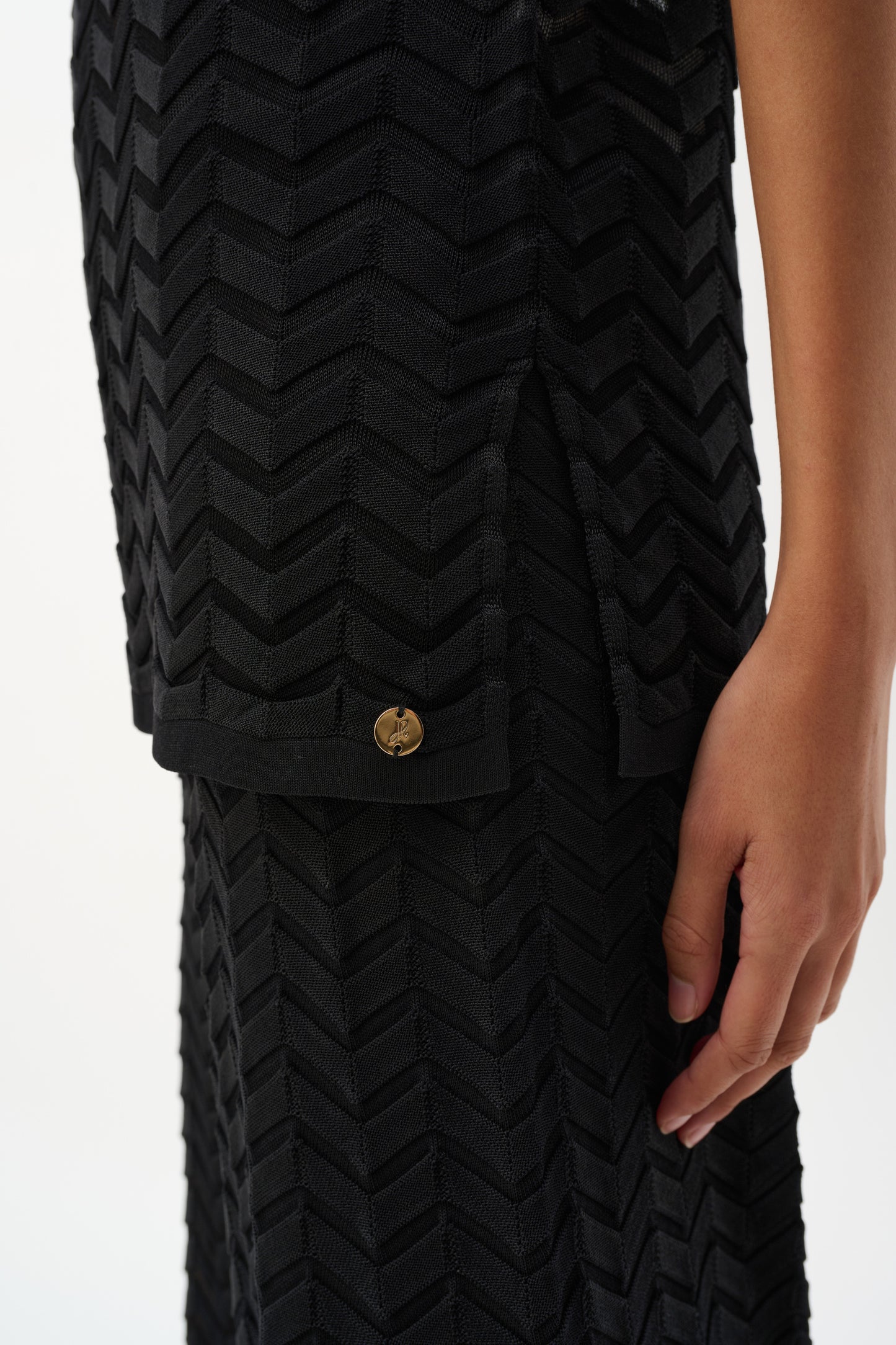 Túnica holgada de punto con diseño en espiga negro 262932