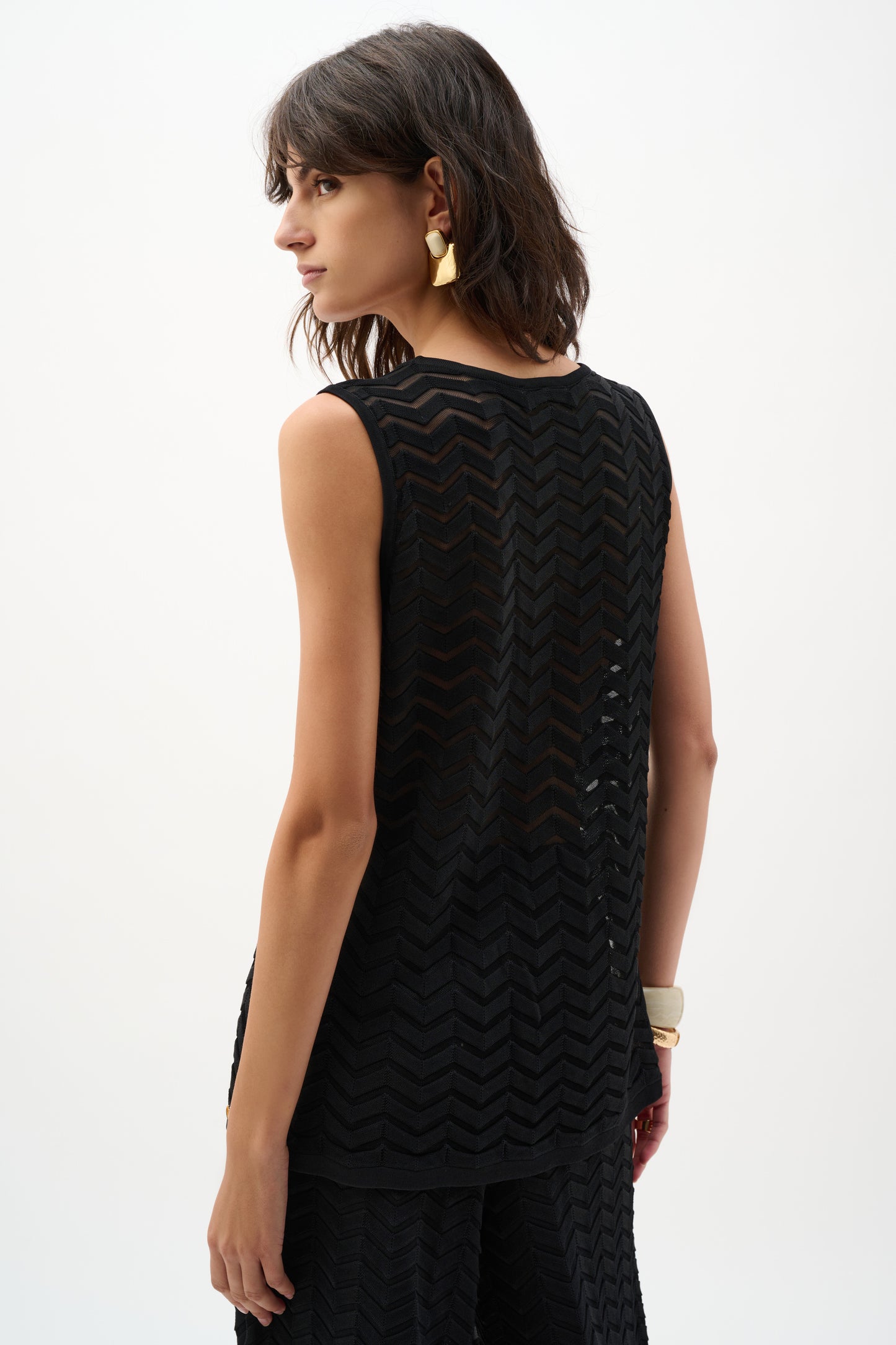 Túnica holgada de punto con diseño en espiga negro 262932