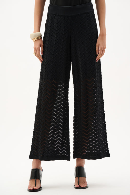 Pantalón culotte con diseño de puntada chevrón negro 262933