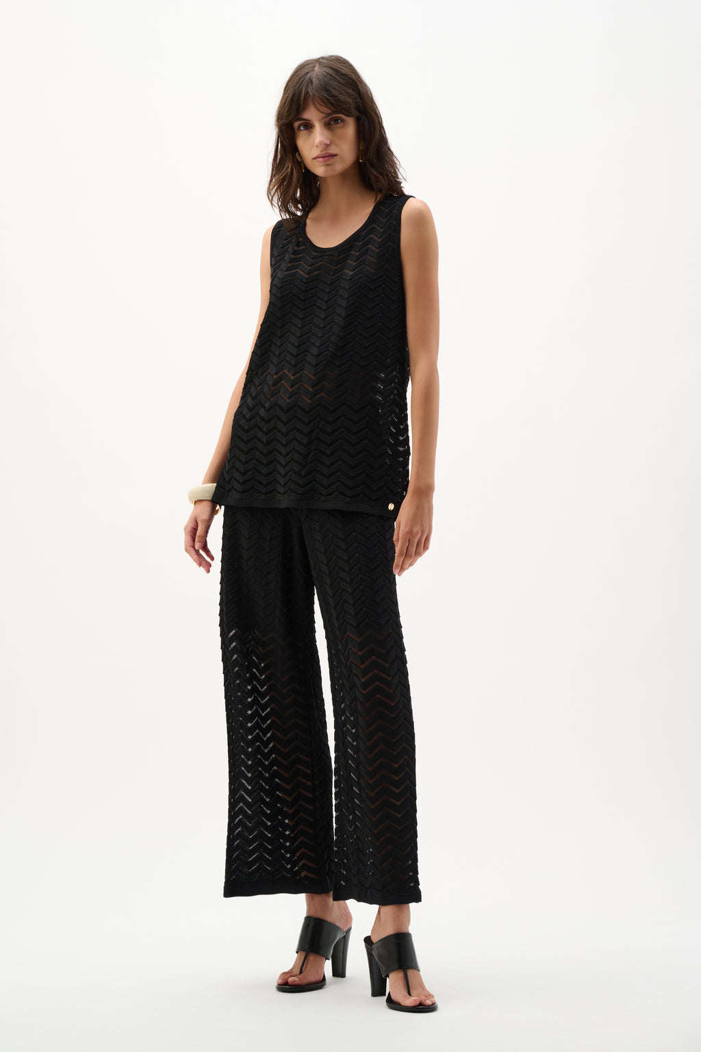 Pantalón culotte con diseño de puntada chevrón negro 262933