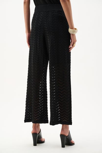 Pantalón culotte con diseño de puntada chevrón negro 262933