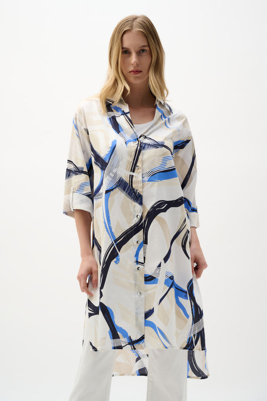 Blusa recta de algodón con estampado abstracto vainilla 262950