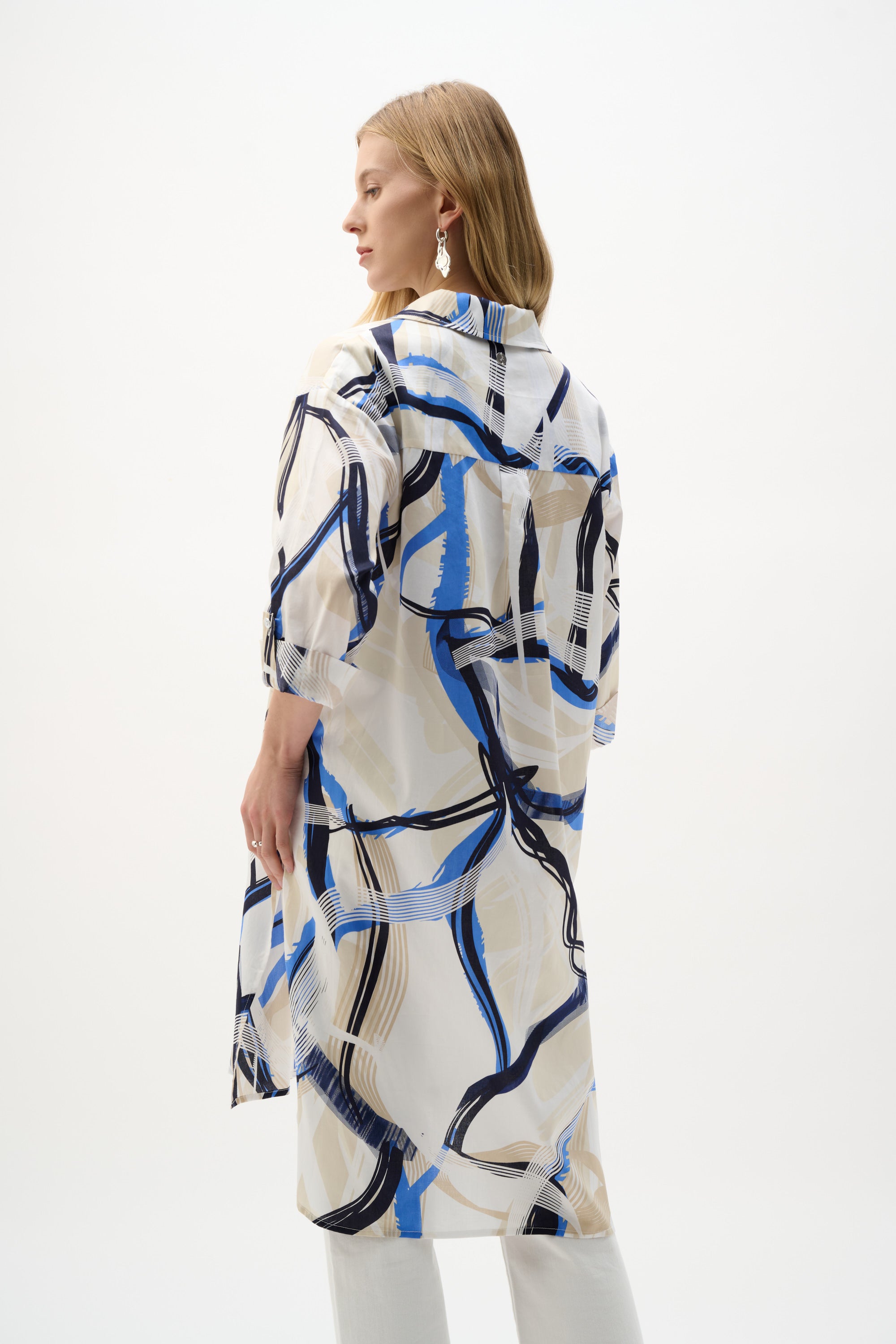 Blusa recta de algodón con estampado abstracto vainilla 262950