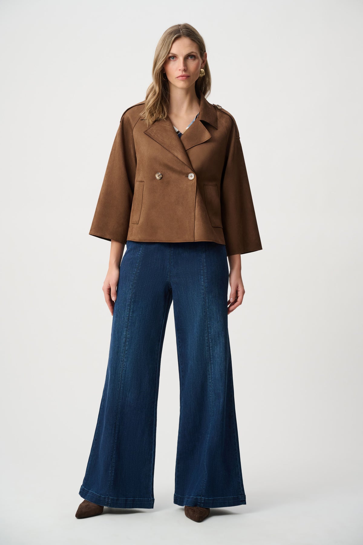 Chaqueta boxy café de ante sintetico 263000