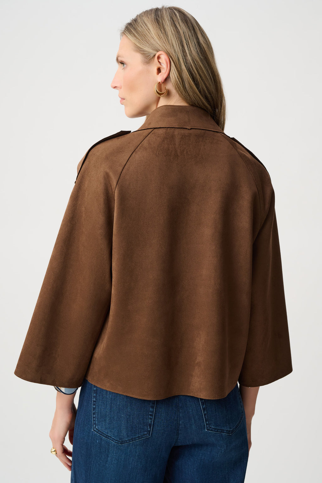 Chaqueta boxy café de ante sintetico 263000