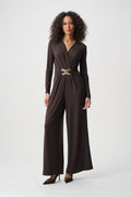 Jumpsuit cruzado de pierna ancha moka 263005