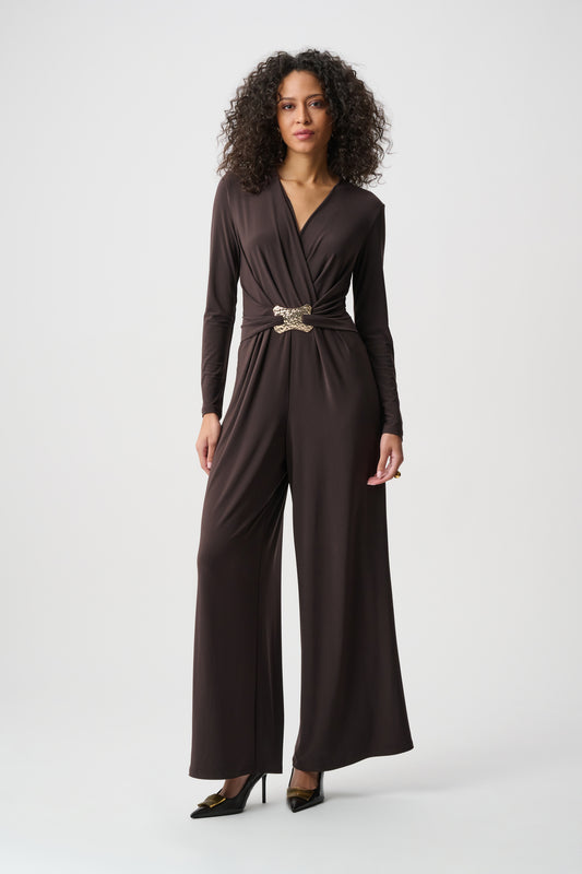 Jumpsuit cruzado de pierna ancha moka 263005