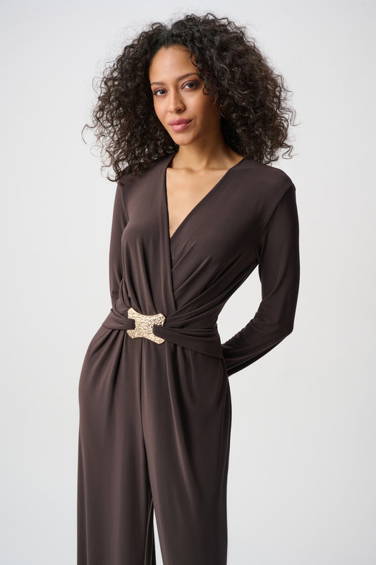 Jumpsuit cruzado de pierna ancha moka 263005