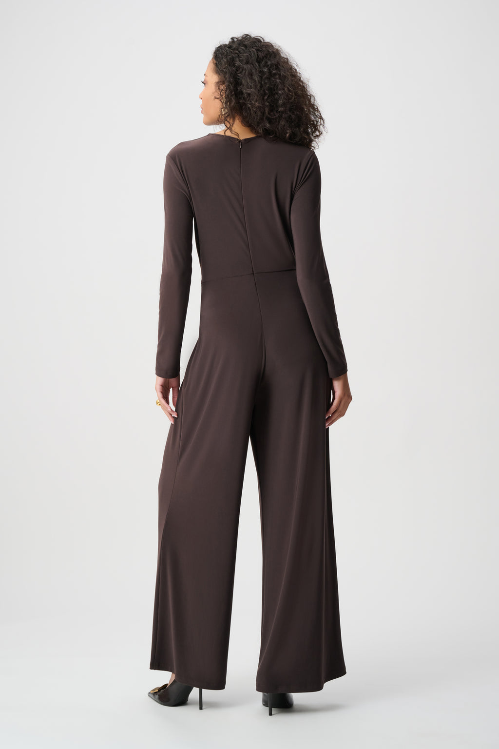 Jumpsuit cruzado de pierna ancha moka 263005