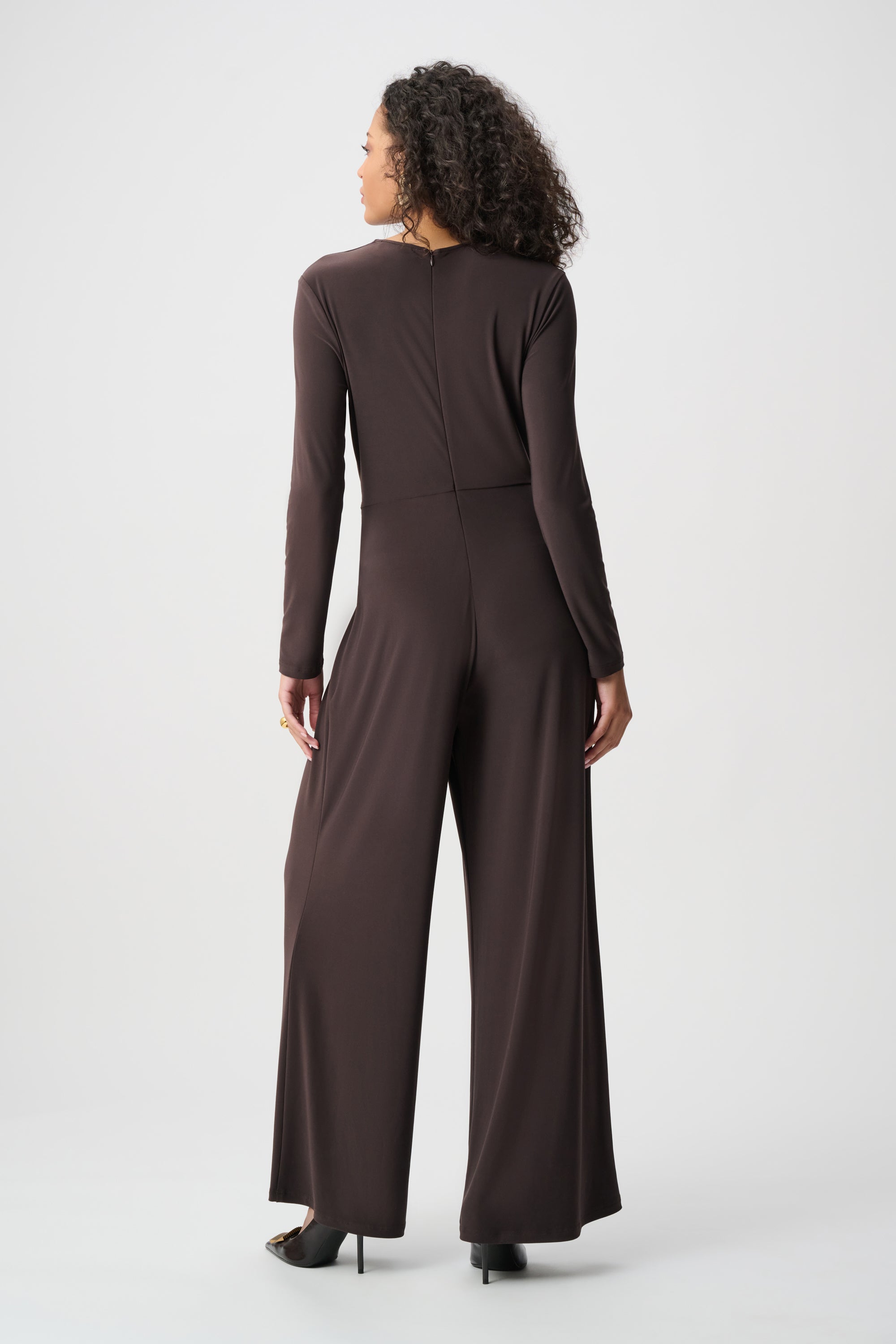 Jumpsuit cruzado de pierna ancha moka 263005