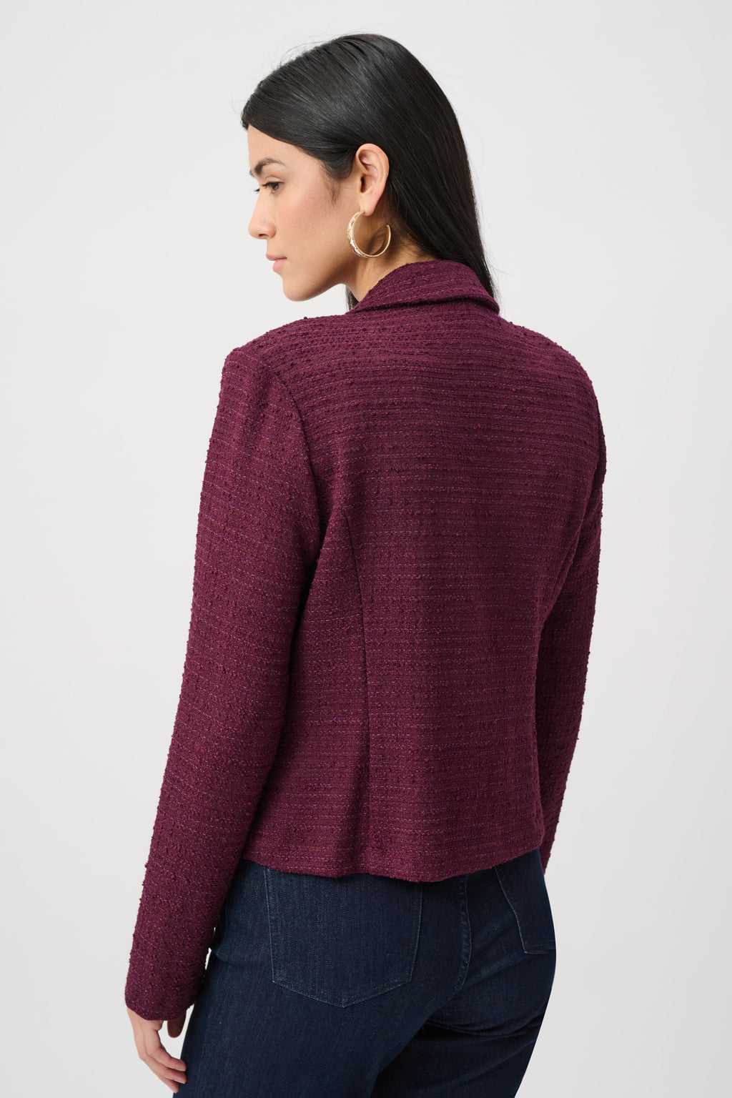 Blazer de cuello con muesca en bouclé rojo baya 263033