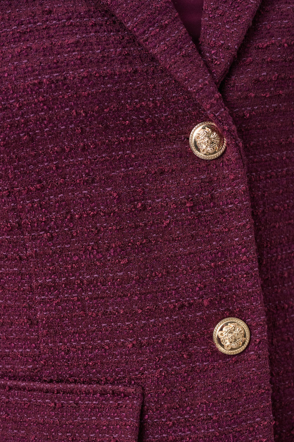 Blazer de cuello con muesca en bouclé rojo baya 263033