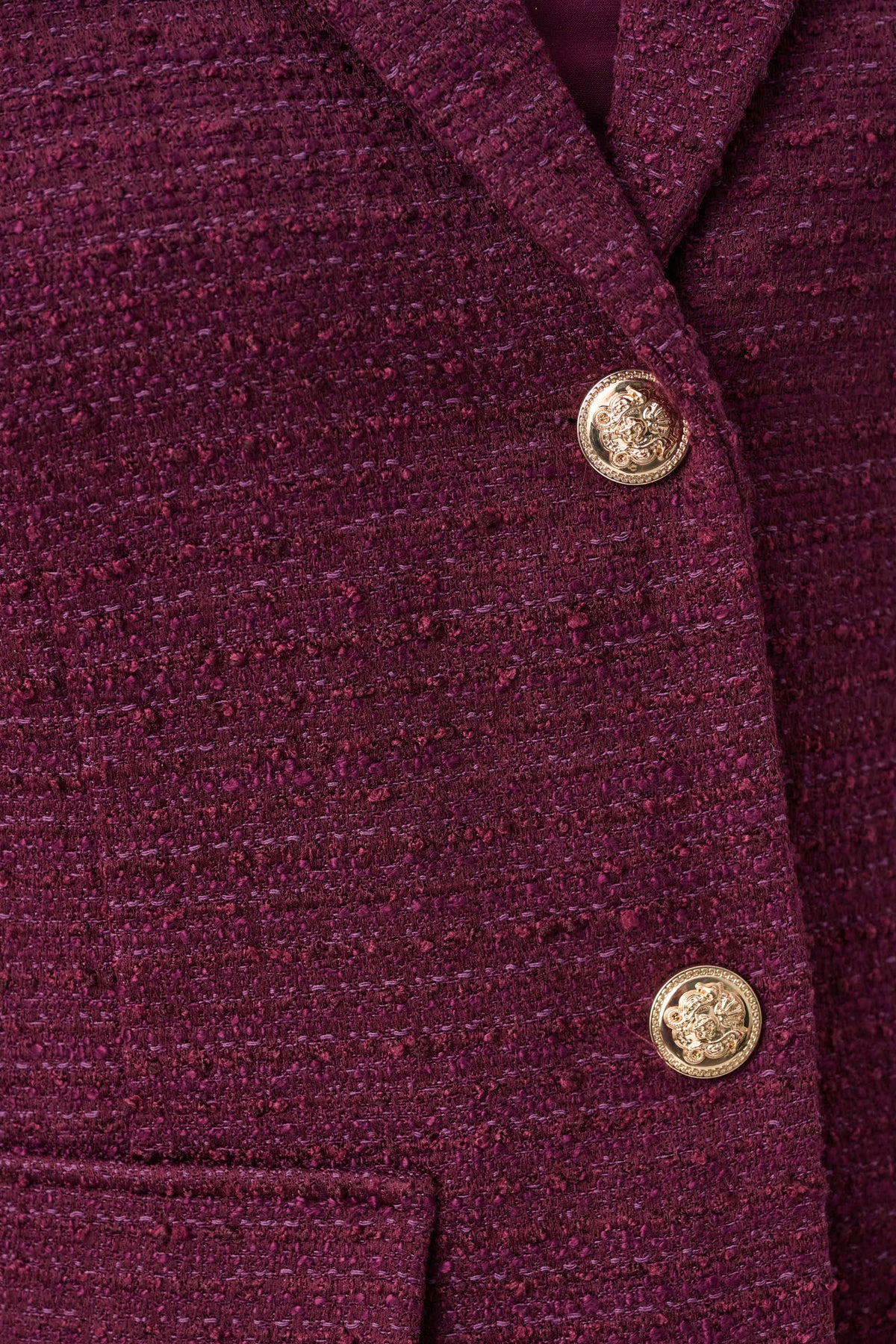 Blazer de cuello con muesca en bouclé rojo baya 263033