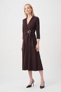 Vestido cruzado ajustado y acampanado de espiga rojo y negro 263061