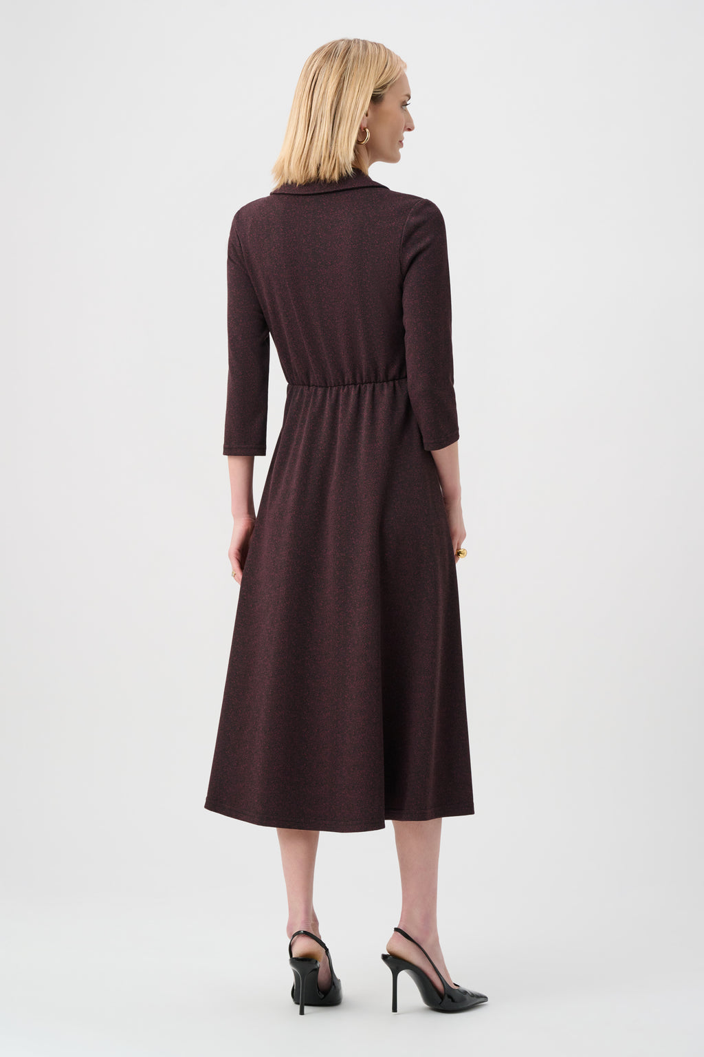 Vestido cruzado ajustado y acampanado de espiga rojo y negro 263061