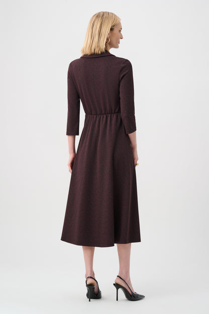 Vestido cruzado ajustado y acampanado de espiga rojo y negro 263061
