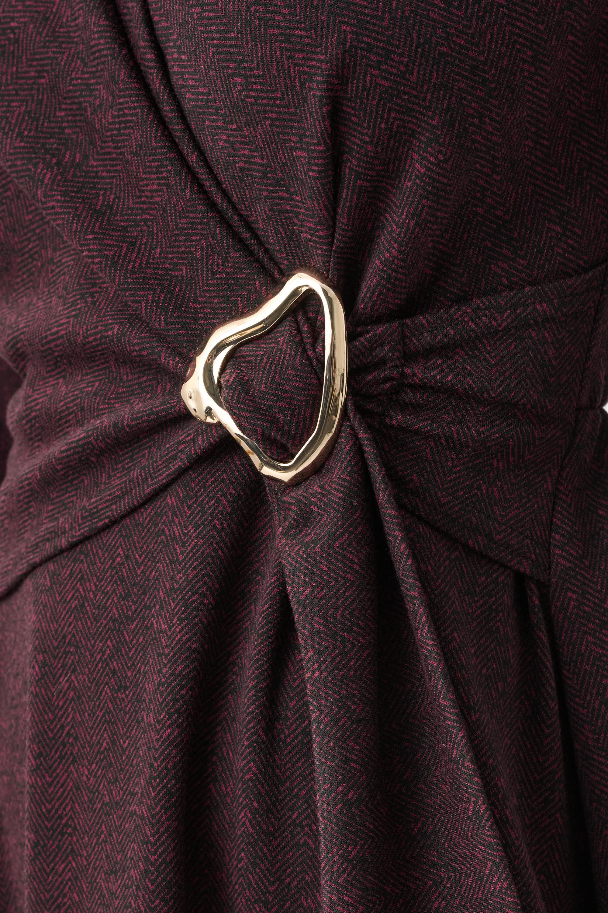 Vestido cruzado ajustado y acampanado de espiga rojo y negro 263061