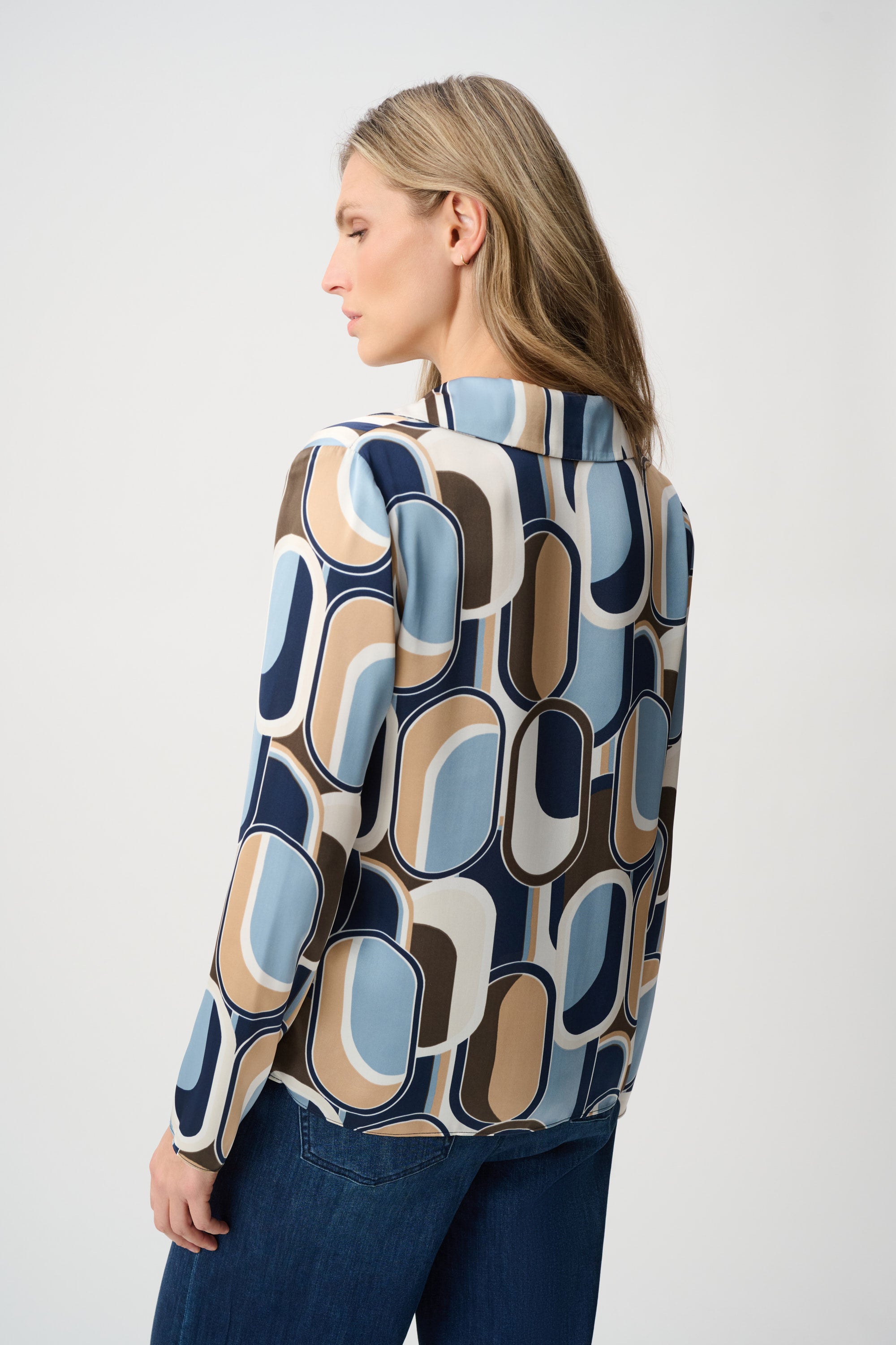Blusa con estampado geométrico azul multicolor 263071