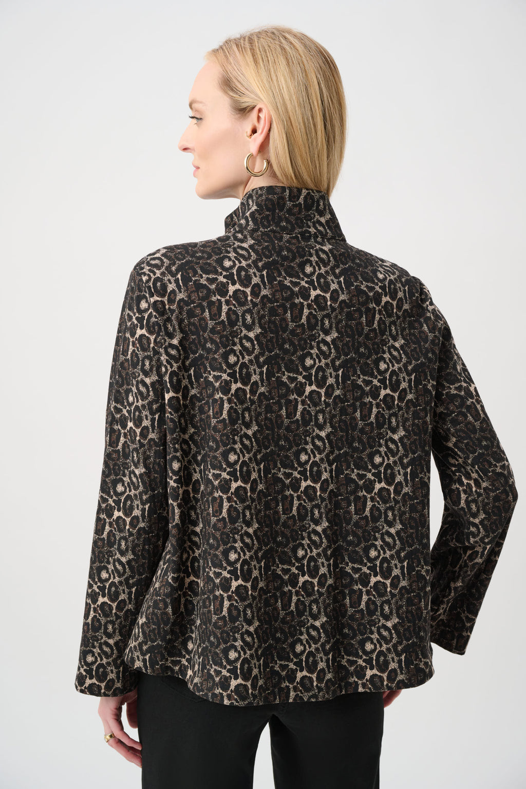 Chaqueta trapecio de jacquard con estampado animal negro multicolor 263124