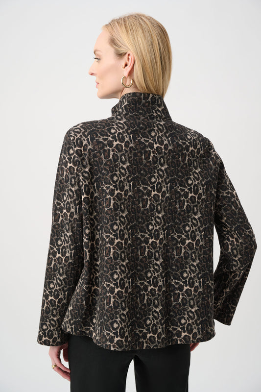 Chaqueta trapecio de jacquard con estampado animal negro multicolor 263124