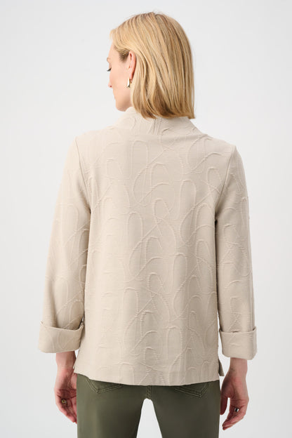 Blusa de punto con cuello chimenea y corte trapecio beige plata 263126