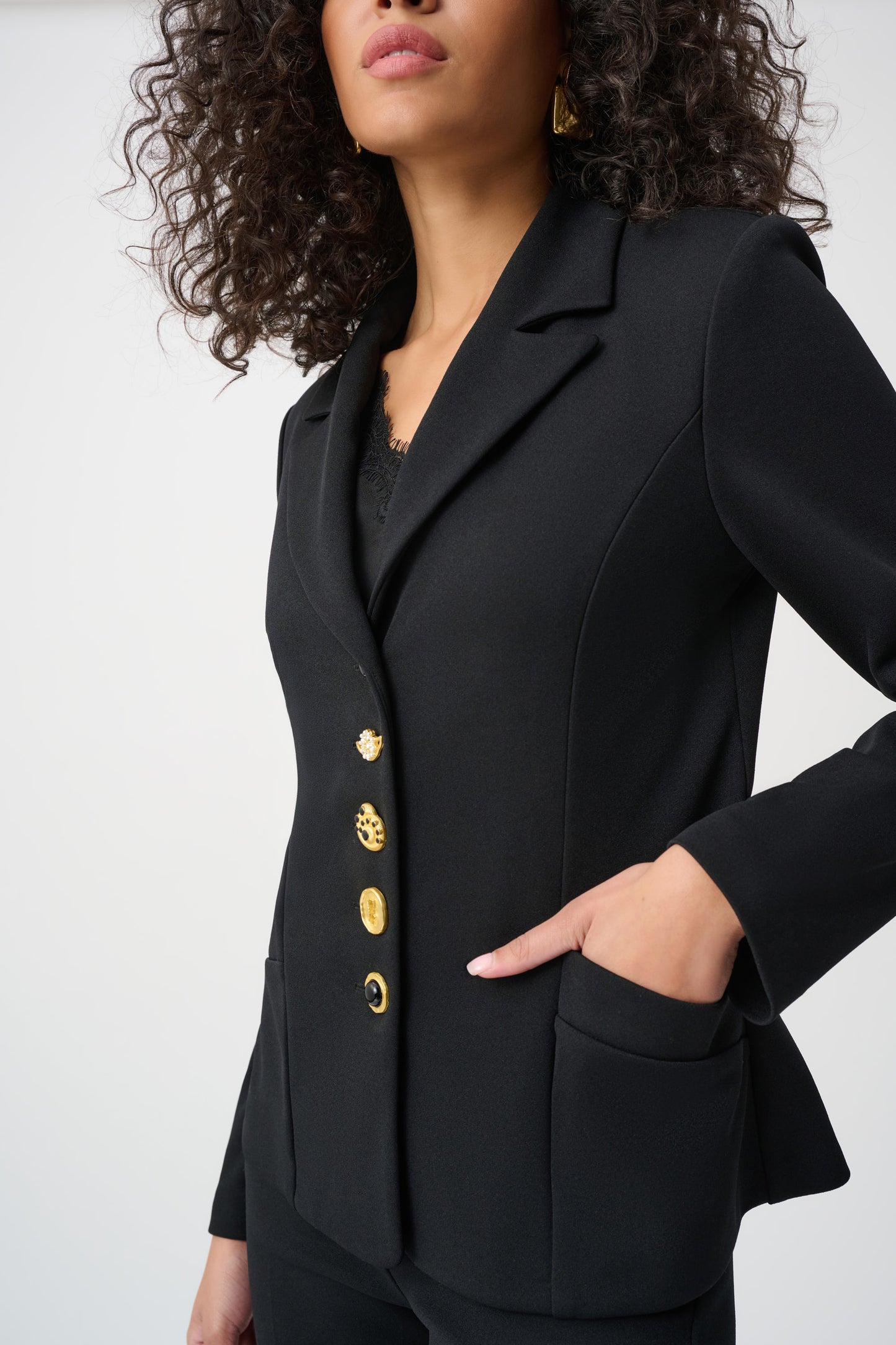 Blazer ajustado con botones metálicos negro 263151