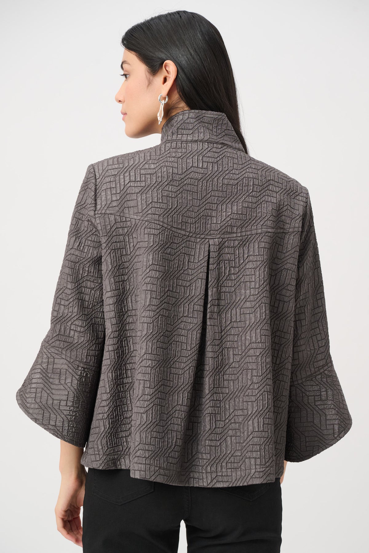 Chaqueta de corte trapecio café aguacate 263152