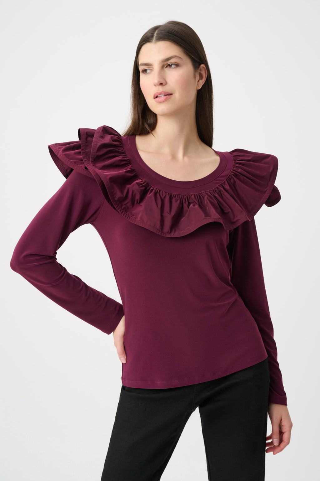 Top ajustado con volantes rojo baya 263167