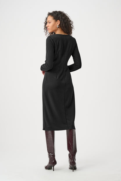 Vestido de tubo con drapeado delantero negro 263178