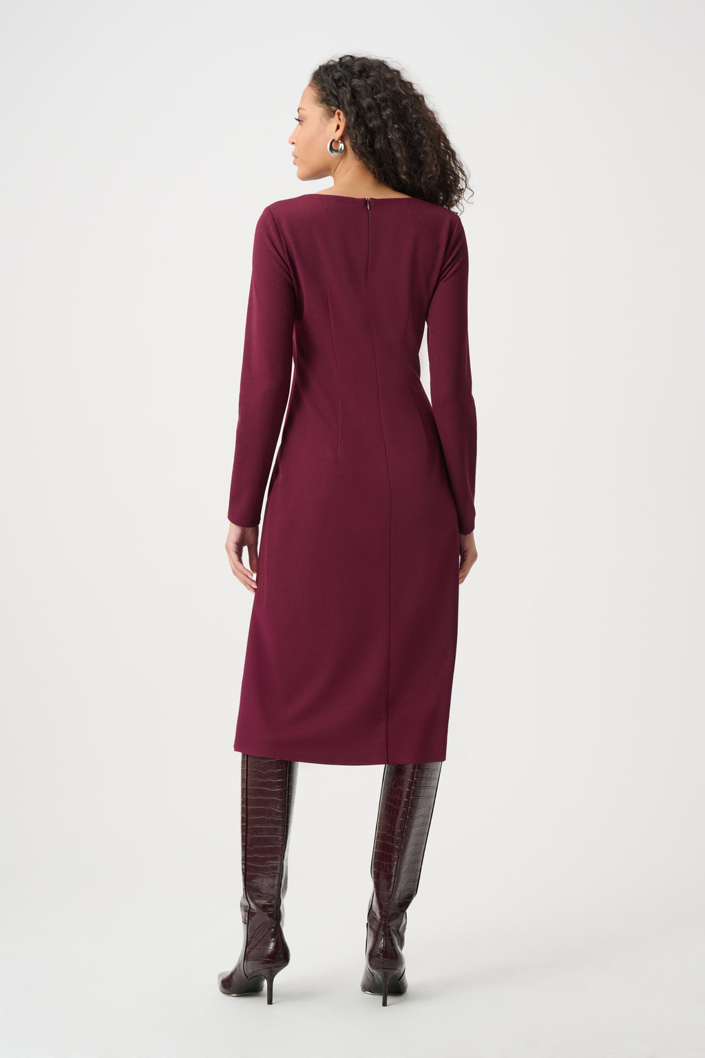 Vestido de tubo con drapeado delantero rojo baya 263178