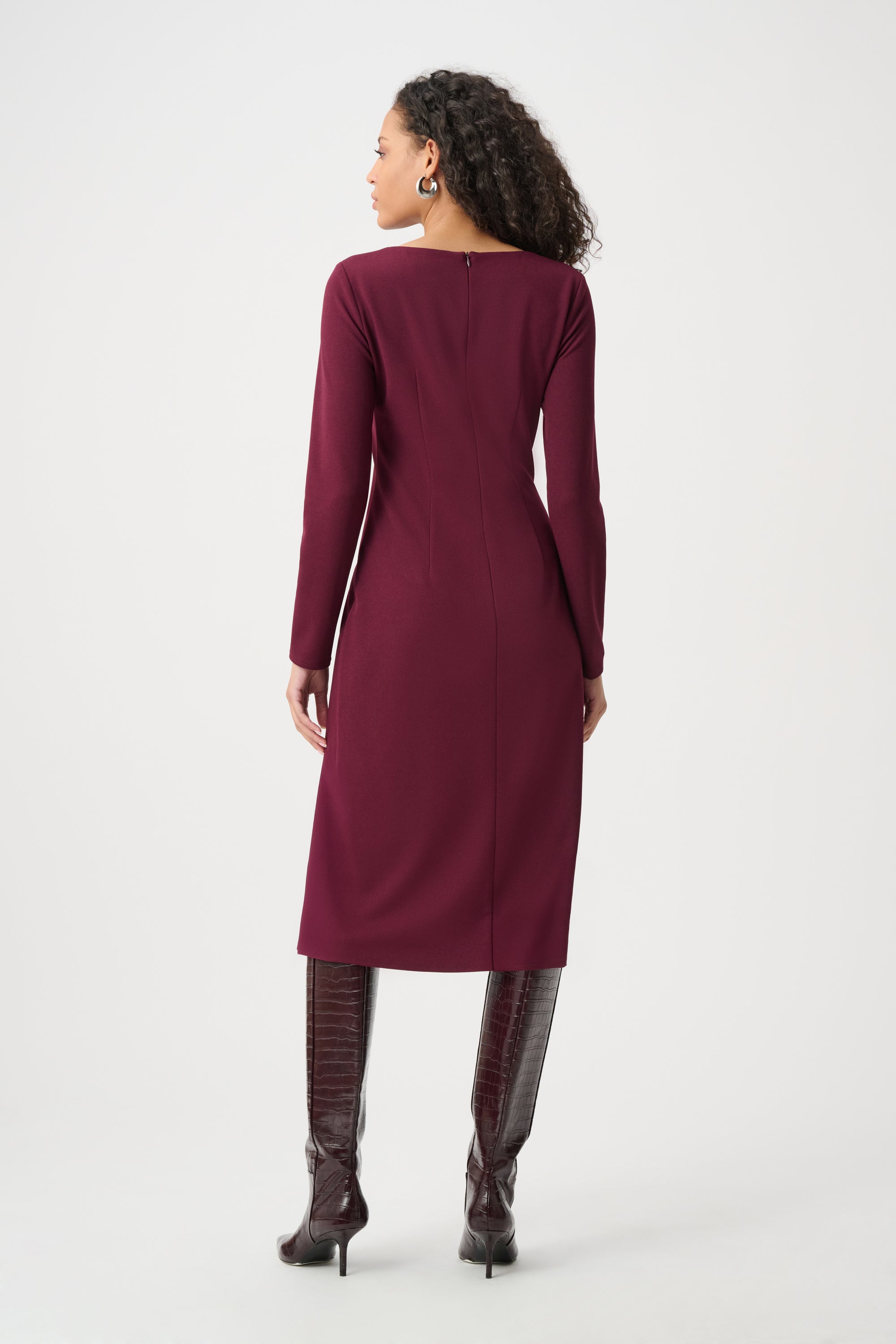 Vestido de tubo con drapeado delantero rojo baya 263178