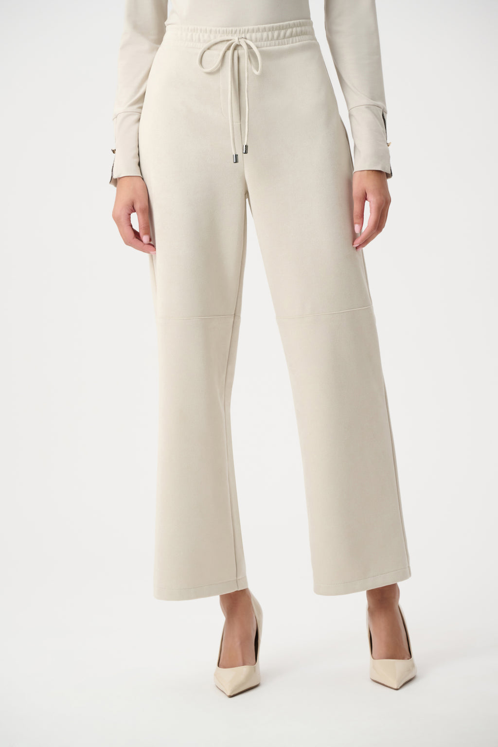 Pantalones sin cierres de pierna ancha beige 263191