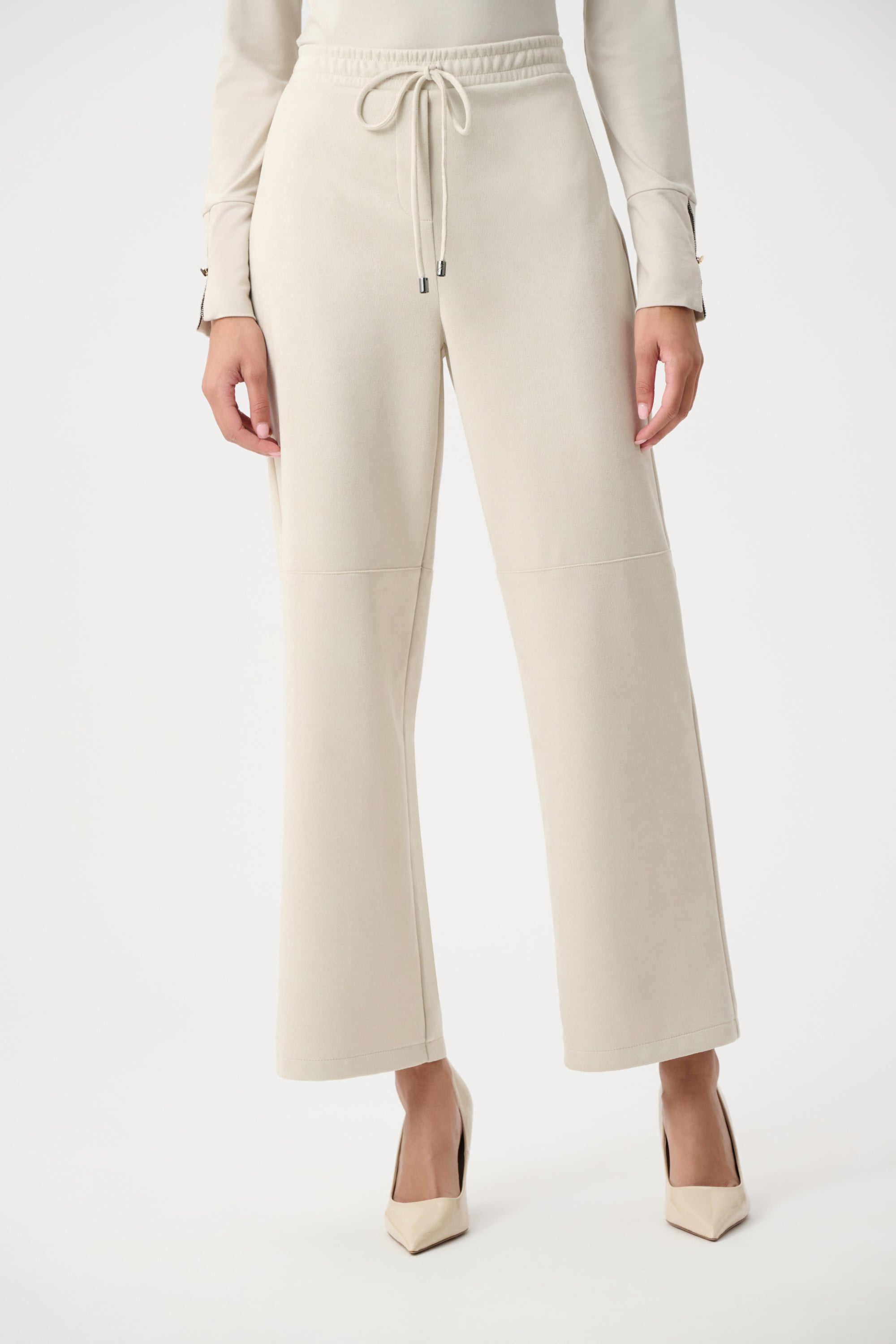 Pantalones sin cierres de pierna ancha beige 263191