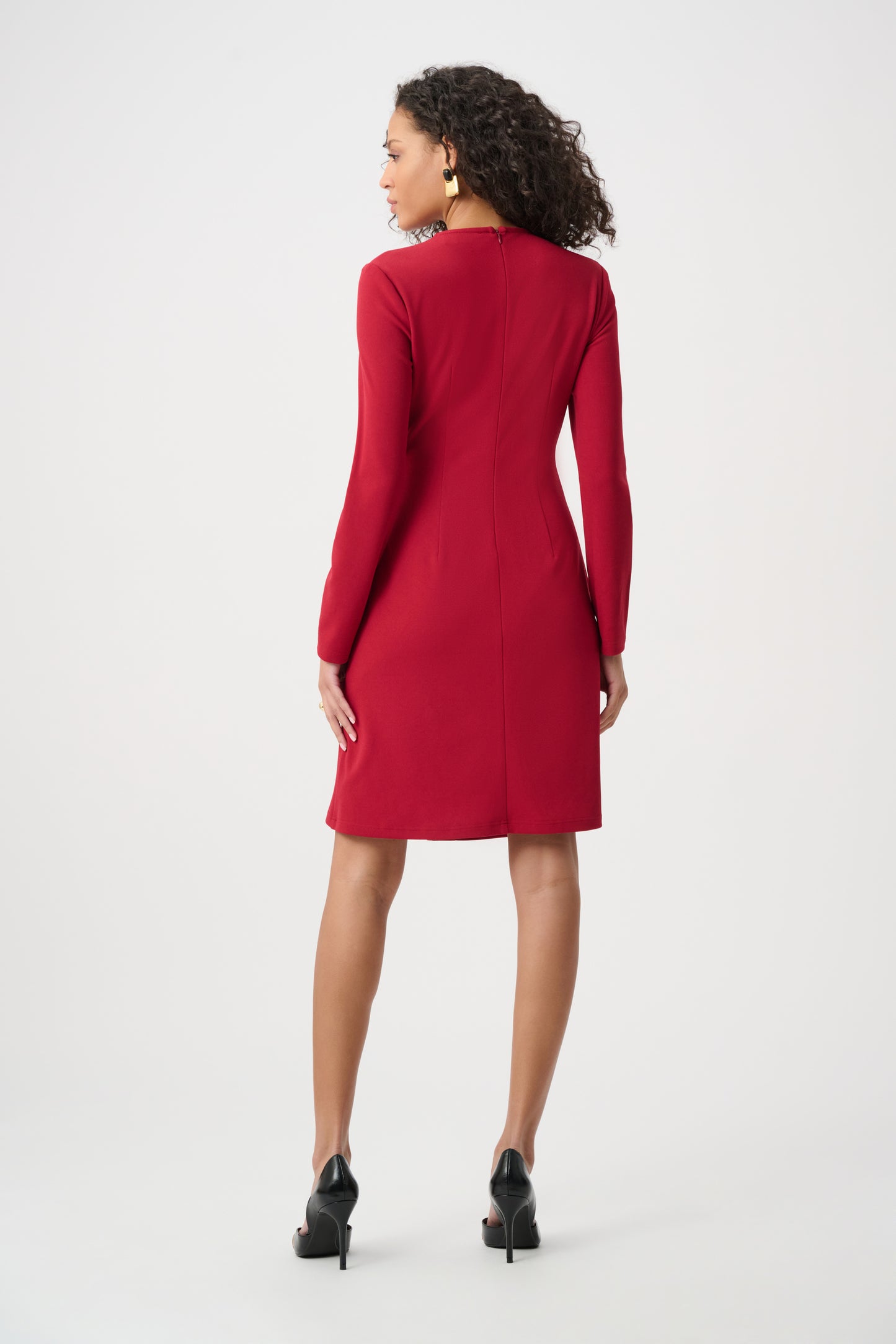 Vestido cruzado de línea A de crepé cereza 263196