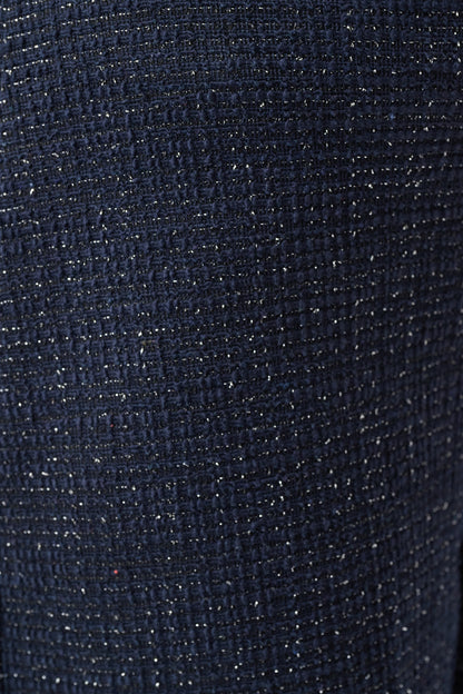 Pantalón sin cierres de pierna ancha en bouclé de lúrex marino y negro 263215