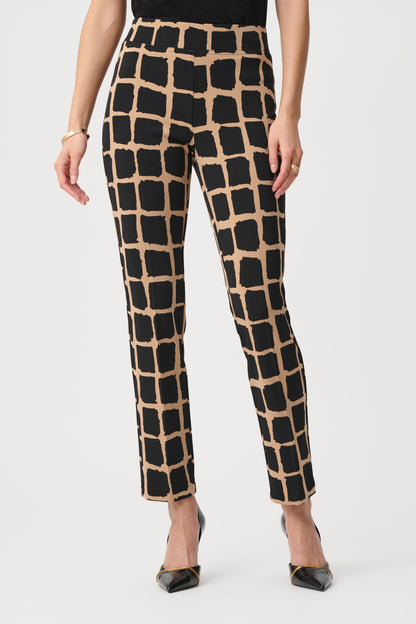 Pantalón sin cierres con estampado de cuadros camel y negro 263226